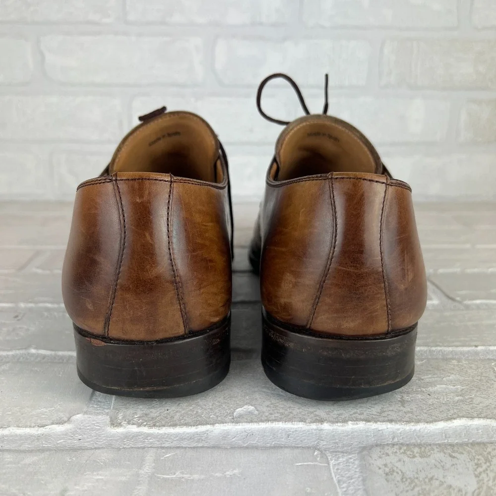 Magnanni Dress Shoes Mens 10.5 Brown Leather Basilio Apron Toe Lace Up Business